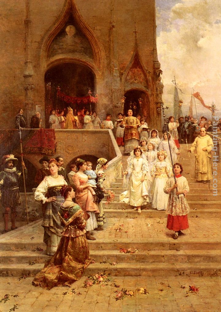 The Confirmation Procession painting - Cesare-Auguste Detti The Confirmation Procession art painting